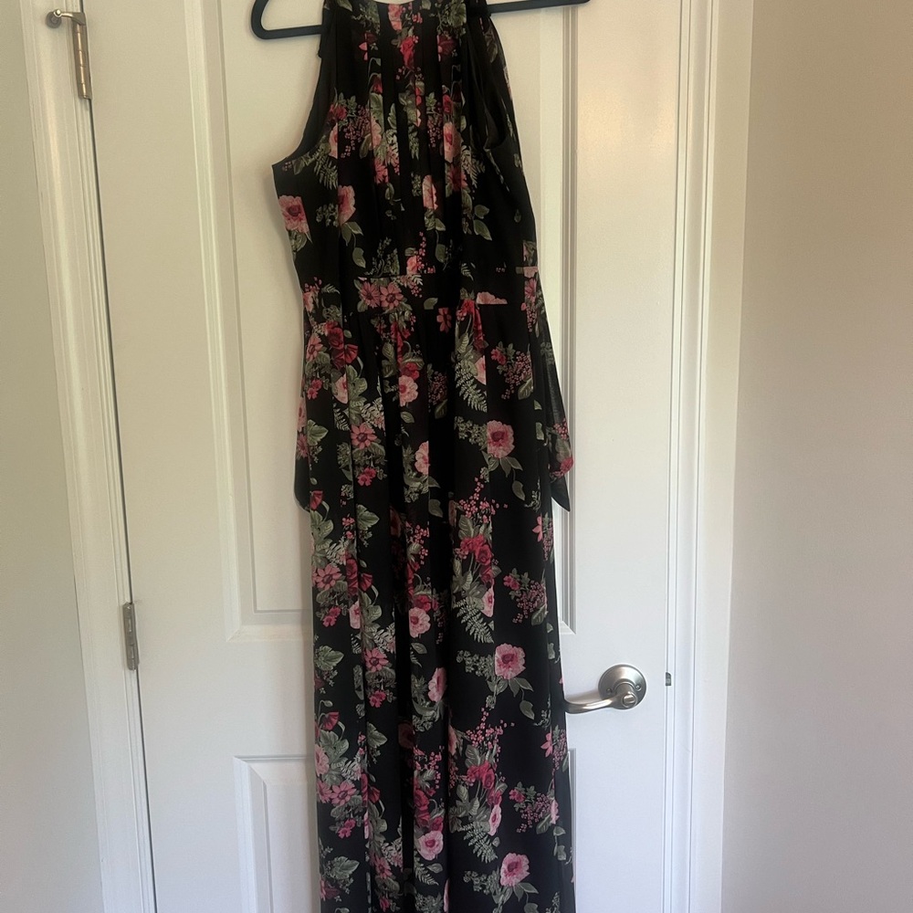 Anne Klein Black Floral Maxi Dress